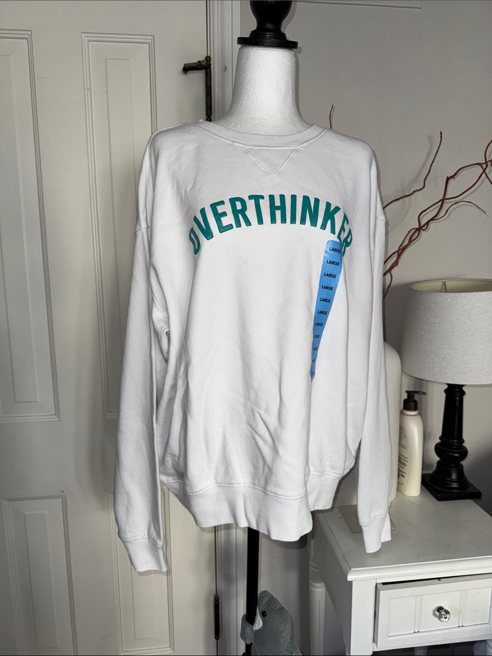 Wildfox White 'Overthinker' Graphic Crewneck Sweatshirt Size LARGE